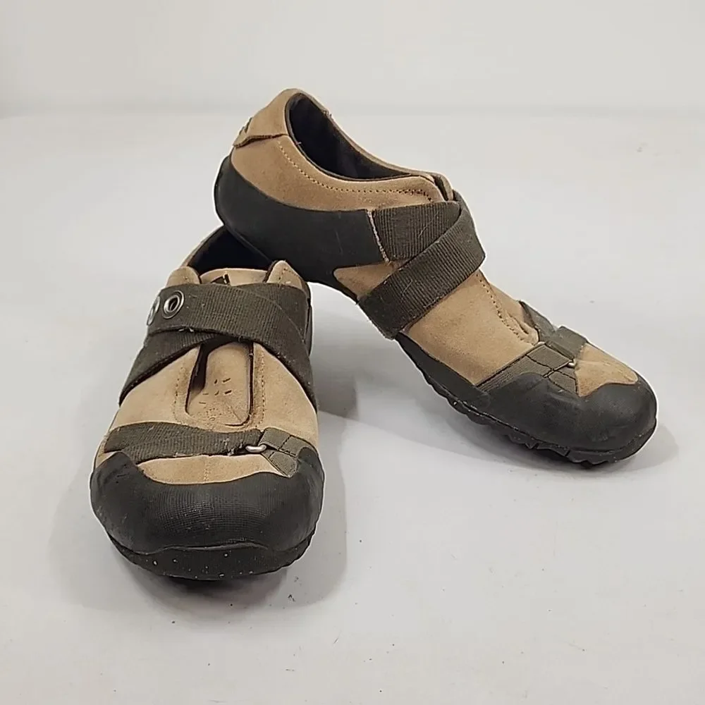 TEVA Ryley 6054 Cross Strap Hiking Trail Brown Suede Shoes Snap Slip On 8
